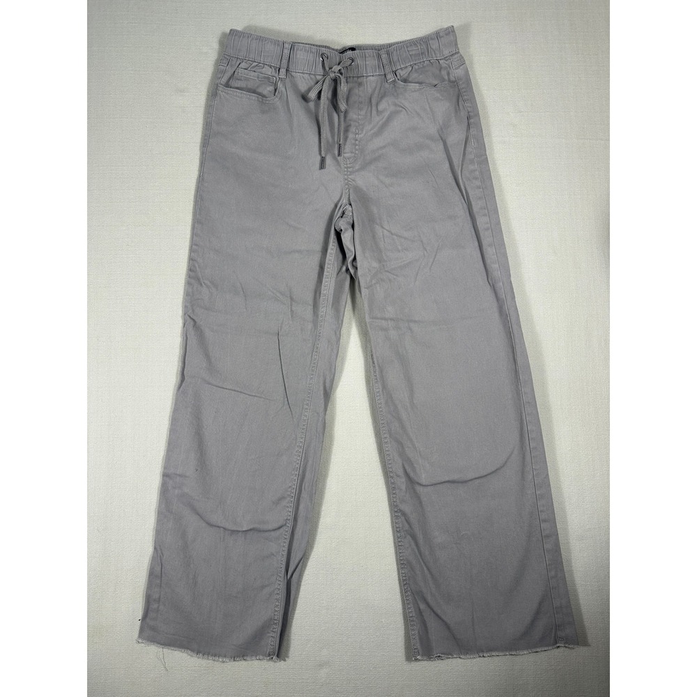 Rewash Wide Leg Pants Womens Large Gray Raw Hem Drawstring Elastic Waist